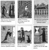 Cards from The Helpless Doorknob, Edward Gorey.