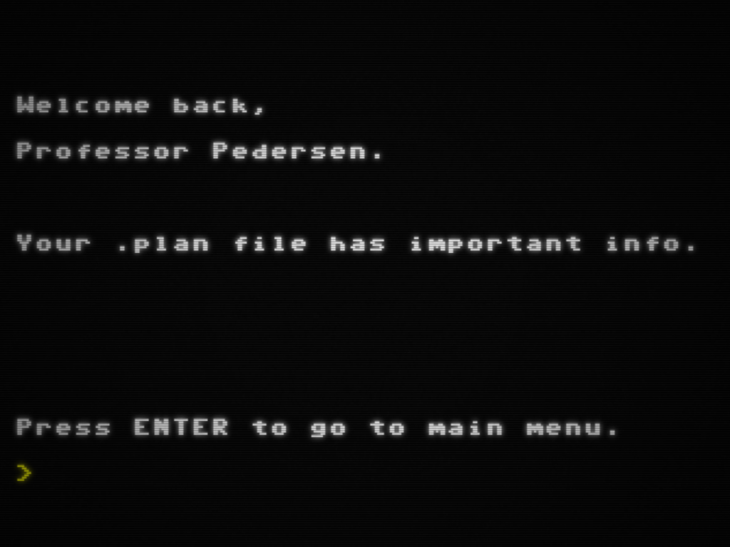 Figure 4: A screenshot of the Project December terminal, styled to look like a CRT display. The text reads 