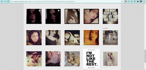 Fig. 10 thumbnails of her fake decent into hell: videos of the protagonist crying, images of sexy half-nudes, cliché slogans, expensive shoes, and make-up brushes.